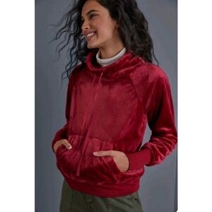 NWT Anthropologie Mairead Mock Neck Furry Velour Pullover Size M